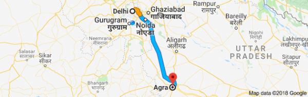 Delhi to Agra Distance by Road , Flight: 